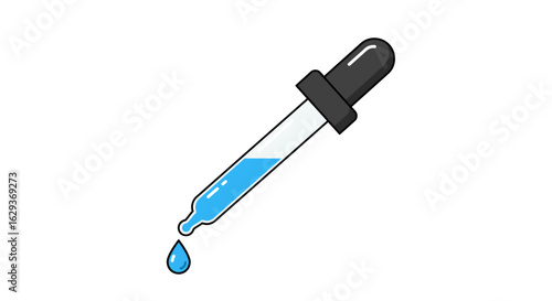 Minimalist Laboratory Pipette with Blue Liquid