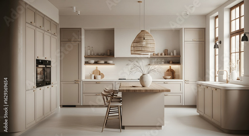 Wallpaper Mural A bright and modern kitchen interior with a central island and decorations Torontodigital.ca