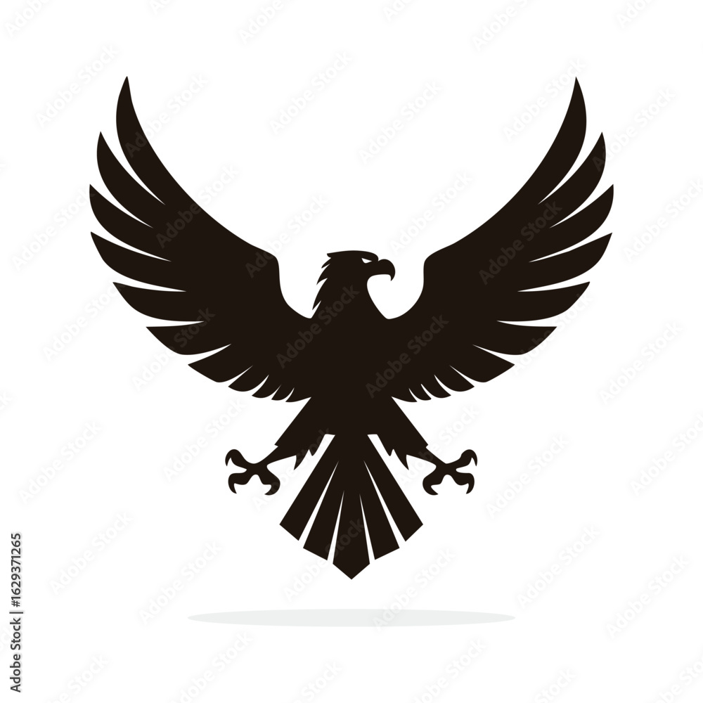 Obraz premium Majestic Black Eagle With Open Wings Silhouette Emblem Graphic Design