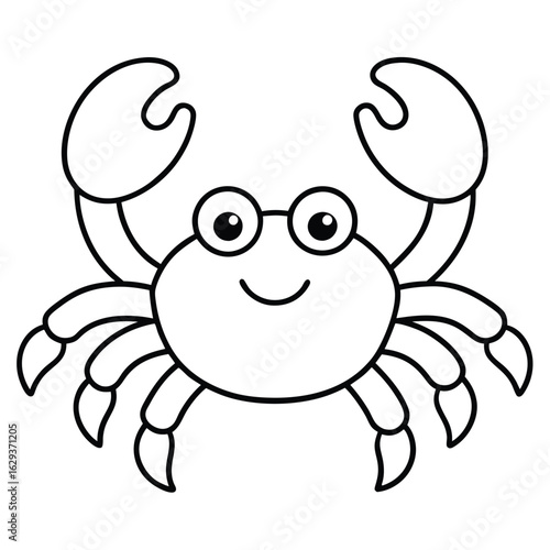 Cartoon crab with glasses isolated on white background