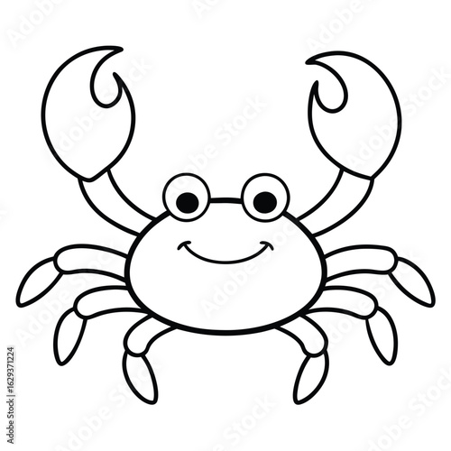 Cartoon crab with glasses isolated on white background