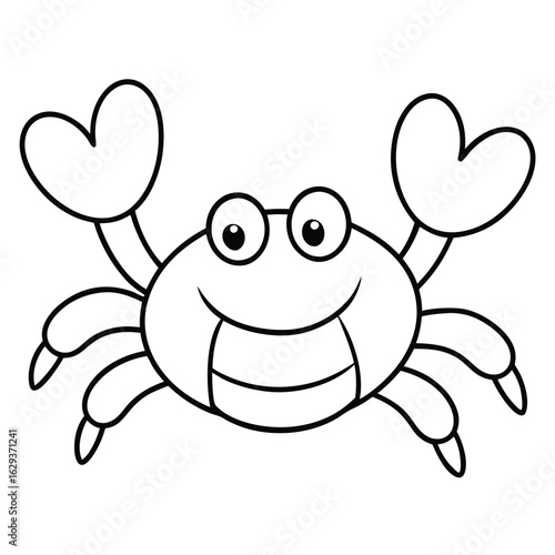 Cartoon crab with glasses isolated on white background