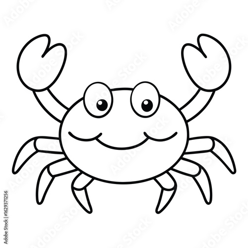 Cartoon crab with glasses isolated on white background