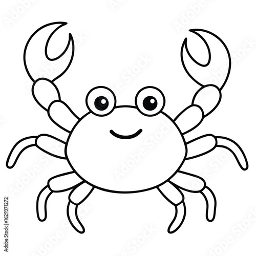 Cartoon crab with glasses isolated on white background