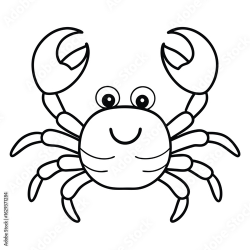 Cartoon crab with glasses isolated on white background