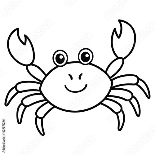 Cartoon crab with glasses isolated on white background