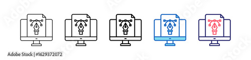 Graphic Design Icon In 5 Different Styles Set Collection.   