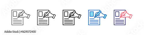Writing Icon In 5 Different Styles Set Collection.   