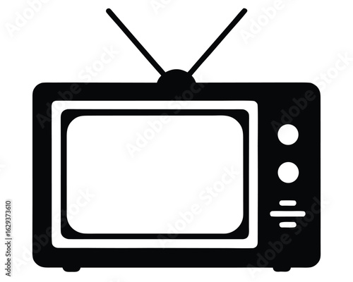 A retro television with antenna isolated on white background Ai Generated