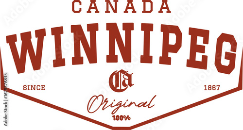 Retro typography college varsity Winnipeg slogan with Grunge effect for jersey, t-shirt, or wall art design - Vector