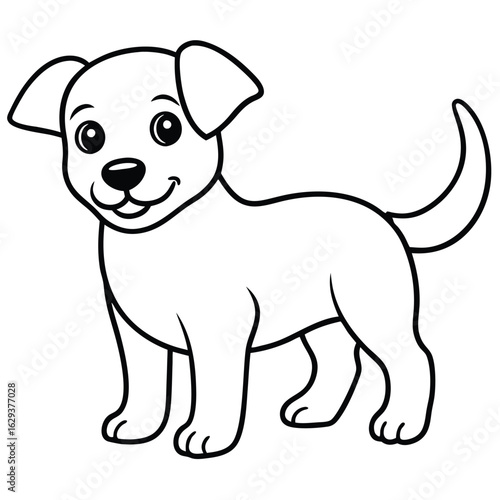 Cartoon dog with tongue out isolated on white background
