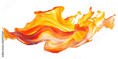 Fiery Orange and Yellow Paint Splash Abstract Design transparent background