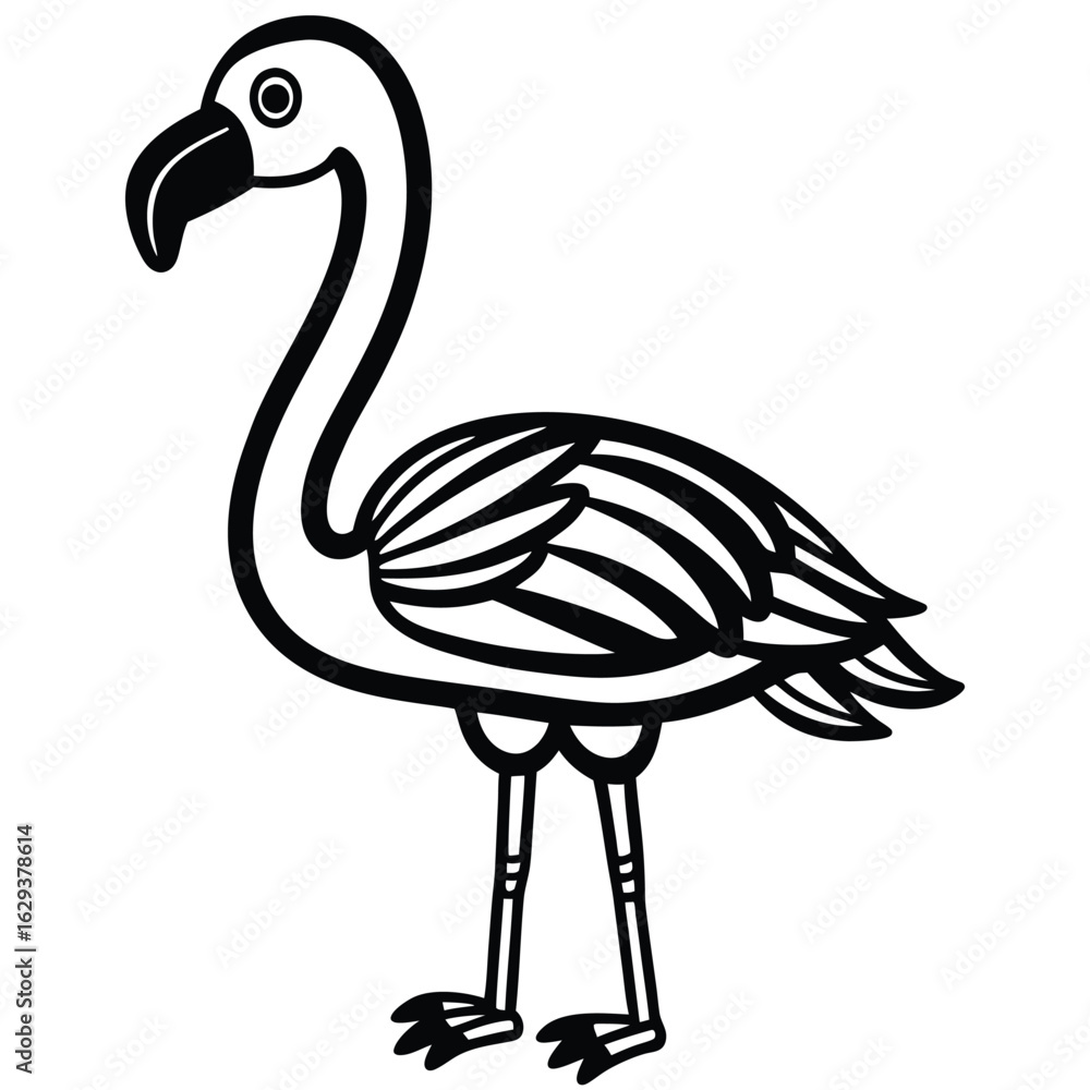 Obraz premium Flamingo illustration isolated on white background in black and white