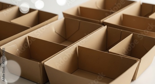 Close-up of Eco-Friendly Cardboard Boxes with Dividers for Food Packaging Solutions