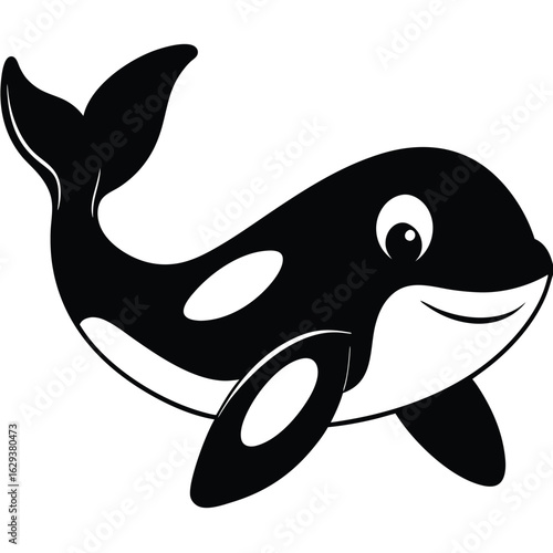 Cartoon orca isolated on white background
