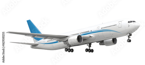 Flying airplane isolated on transparent white background 