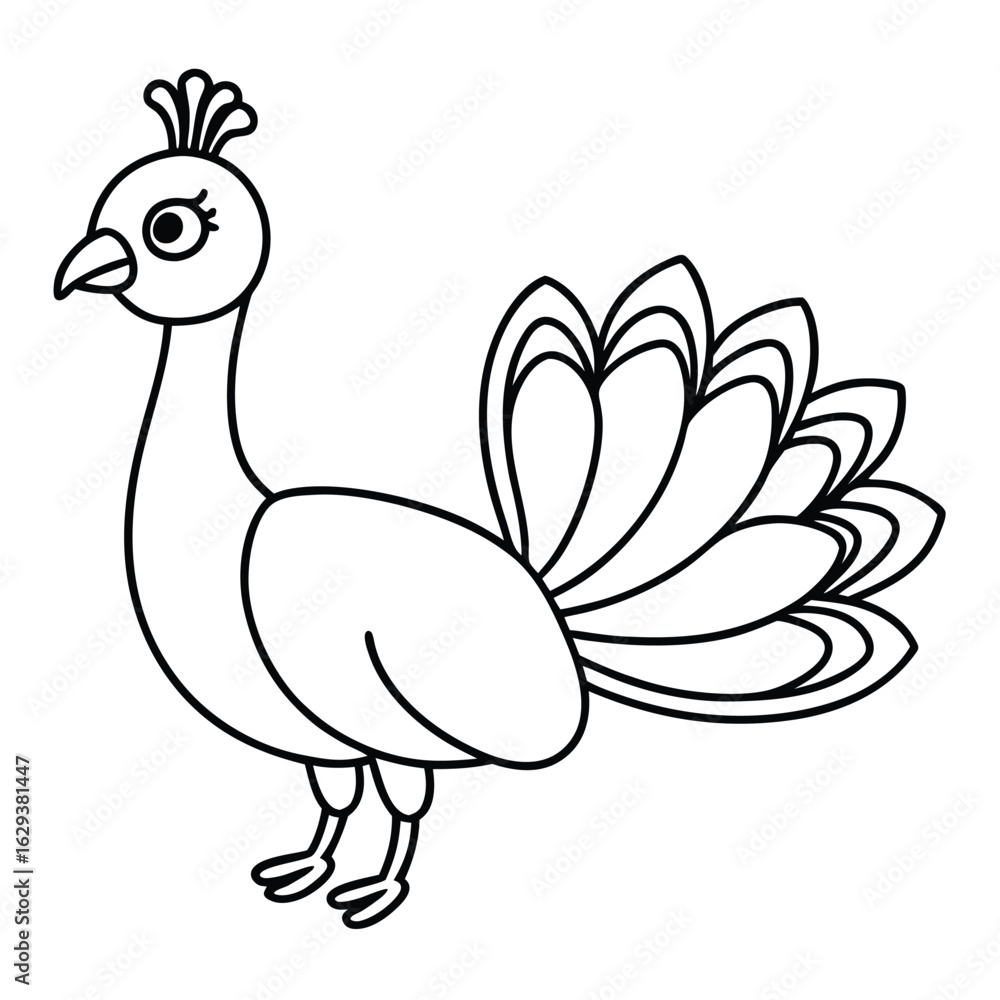 Fototapeta premium Cartoon peacock isolated on white background illustration vector