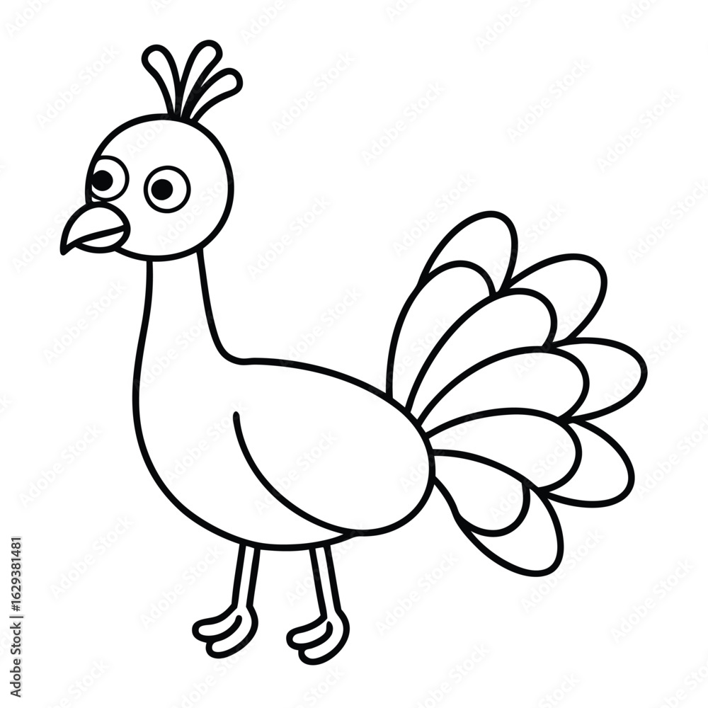 Fototapeta premium Cartoon peacock isolated on white background illustration vector