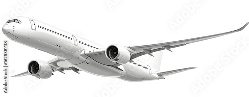 Flying airplane isolated on transparent white background 