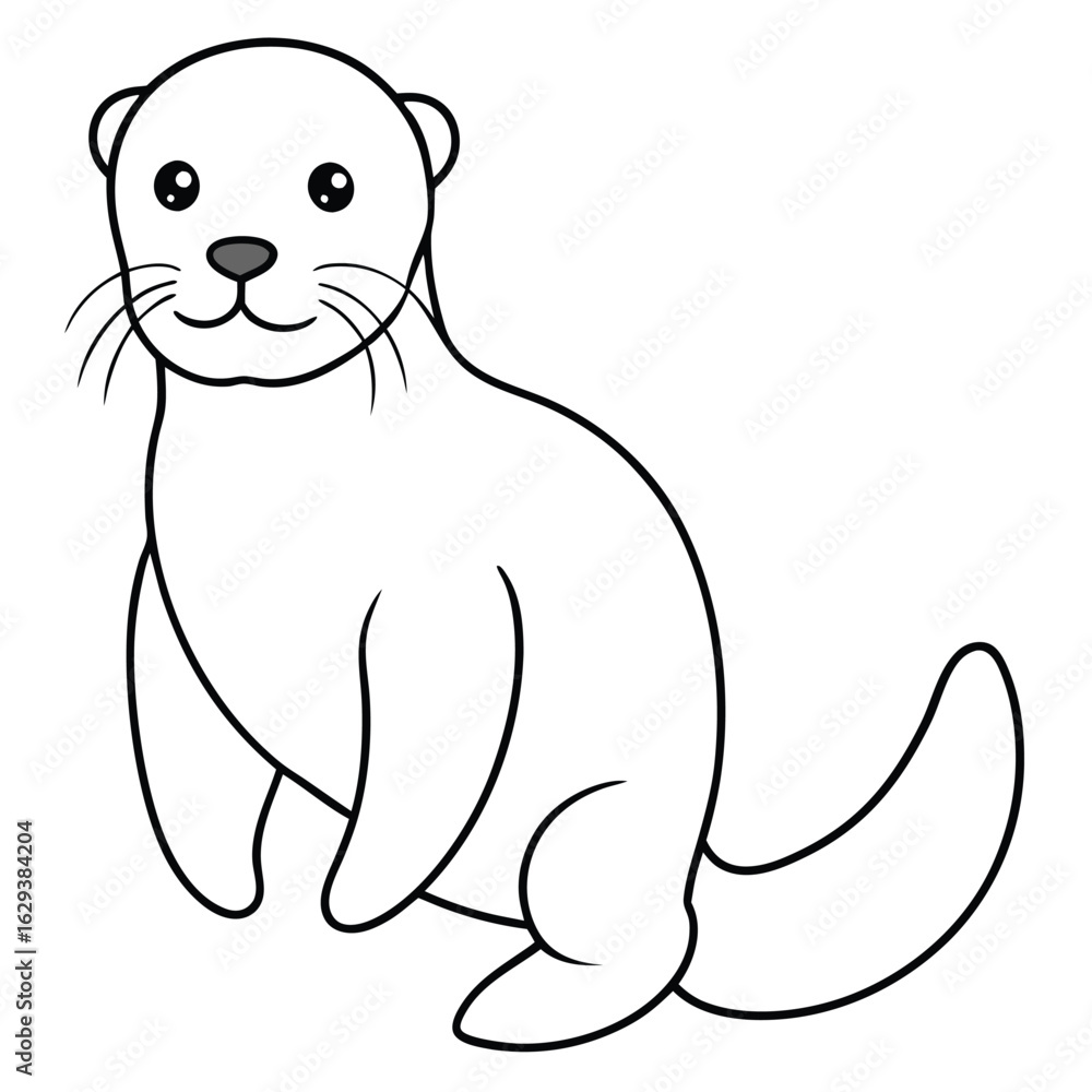 Obraz premium Cartoon seal isolated on white background, cute marine animal