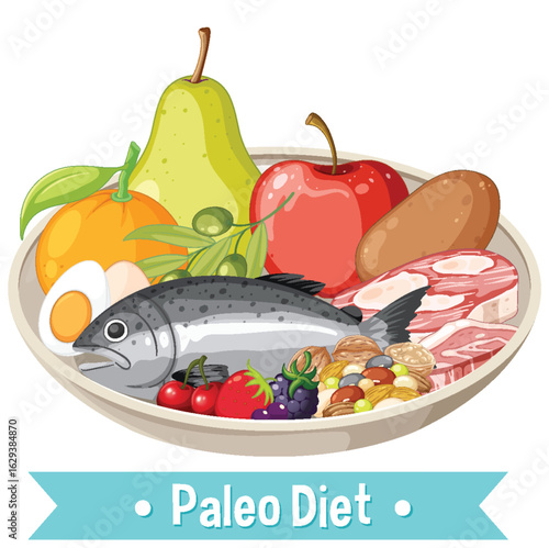 Colorful Paleo Diet Food Illustration