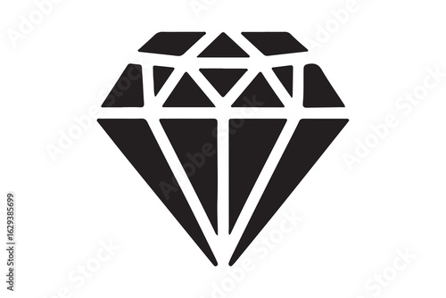 Diamond silhouette icon for jewelry and luxury white background gem vector ideal for elegant design use