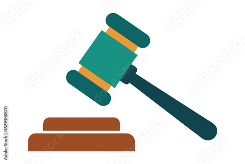 A green and brown gavel isolated on white background Ai Generated