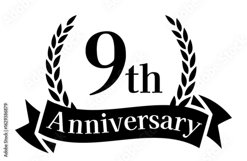 9周年記念、アニバーサリーのロゴベクターイラスト