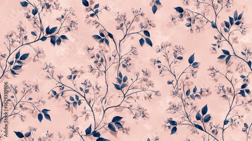 Delicate floral pattern on a blush pink background