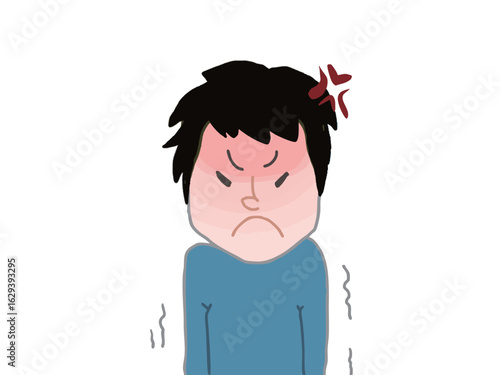 Illustration of a man from the waist up shaking with anger