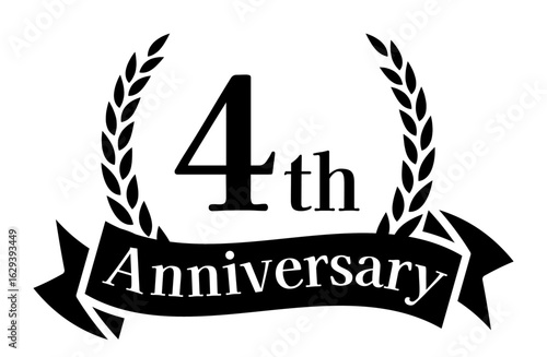 4周年記念、アニバーサリーのロゴベクターイラスト