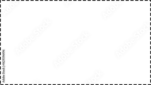 Dashed line rectangle frame or border on transparent background