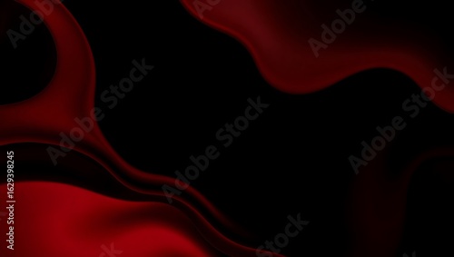 Black and crimson red 3D abstract liquid vector background, modern geometric curves, fluid depth and smooth color fade