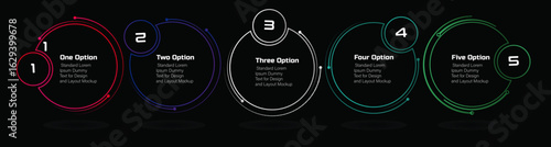 Business diagram with 5 circular steps – Modern vector for workflow layout, diagram, report, web design – Business concept stroke style steps, timeline infographic design element and number options