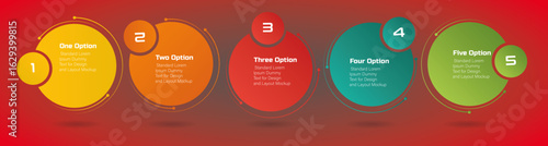 Business diagram with 5 circular steps – Modern vector for workflow layout, diagram, report, web design – Business concept rounded steps, timeline infographic design element and number options
