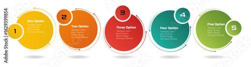 Business diagram with 5 circular steps – Modern vector for workflow layout, diagram, report, web design – Business concept rounded steps, timeline infographic design element and number options