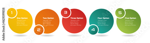 Business diagram with 5 circular steps – Modern vector for workflow layout, diagram, report, web design – Business concept rounded steps, timeline infographic design element and number options