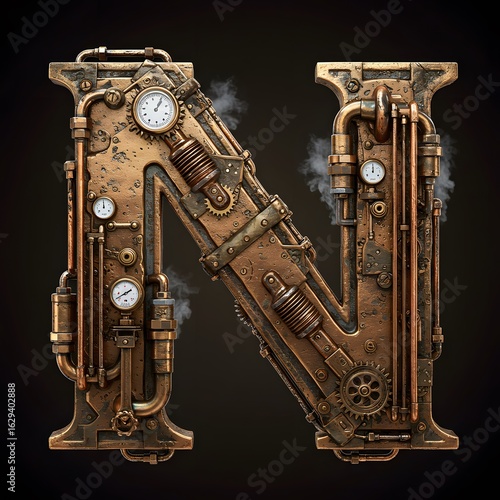 Intricate Steampunk Letter N A Mechanical Marvel