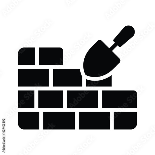 Get a glimpse of this glyph style bricklaying scene icon