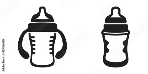 Baby feeding bottle silhouette vector set