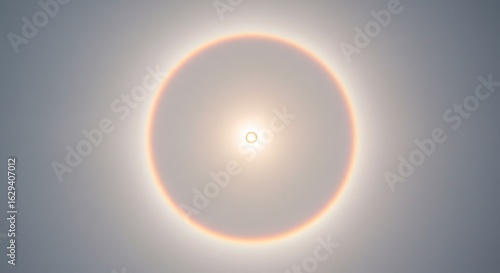 太陽包む虹色暈、柔らかな光輝く神秘的現象. AI Generated