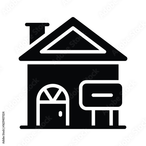A glyph style icon of property with boundary walls