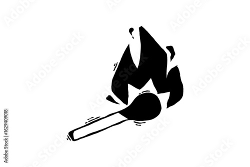 Wooden matches hand drawn icon sketch vector illustration