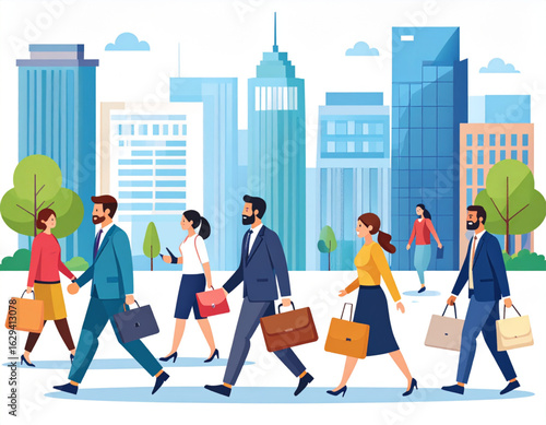 business people walking in the city
