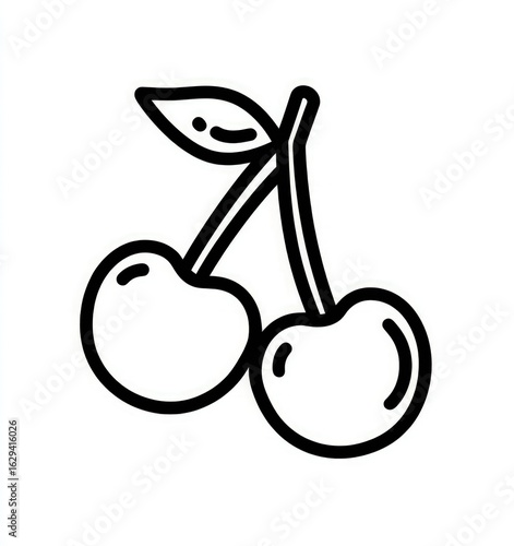 Simple line drawing of two cherries