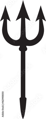 Black Poseidon Trident Shape Vector Illustration