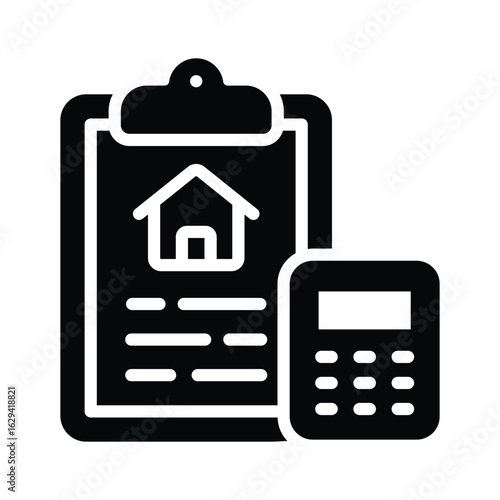 Grab this glyph  style icon of home budget calculator display