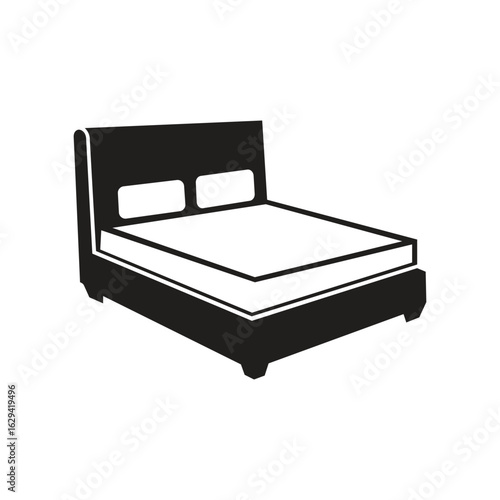 Vector illustration of double bed silhouette