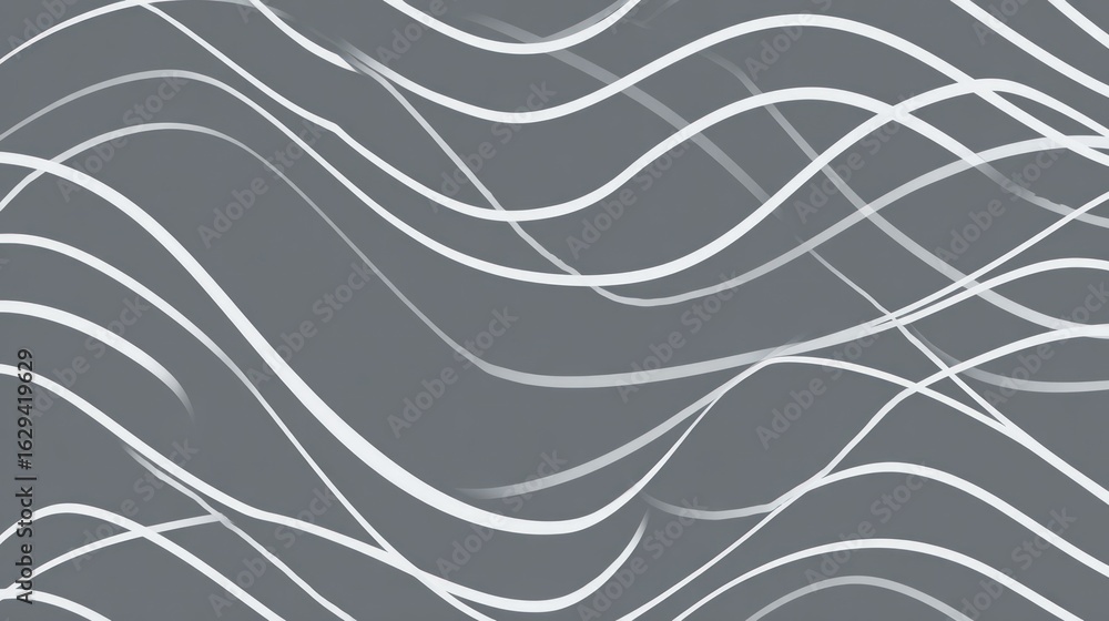 Fototapeta premium Flowing, waving lines on a grayscale background