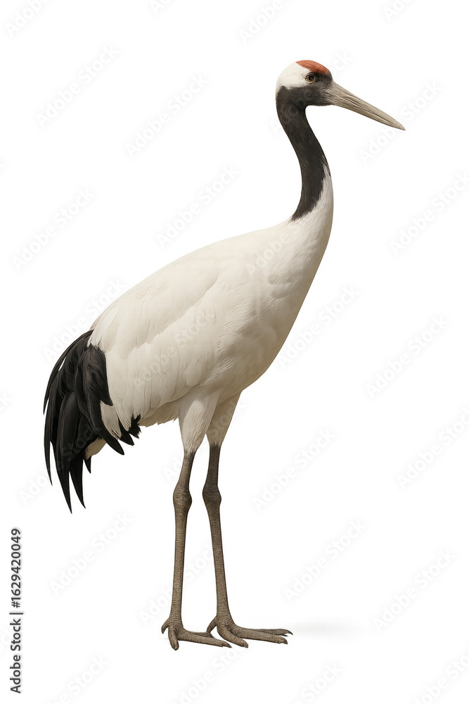 Obraz premium Red-crowned crane standing gracefully on transparent background